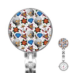 Full Color Flash Tattoo Patterns Stainless Steel Nurses Watch by Amaryn4rt