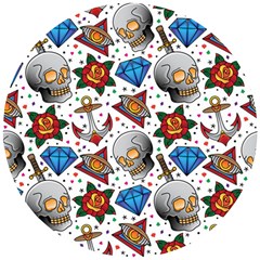 Full Color Flash Tattoo Patterns Wooden Puzzle Round by Amaryn4rt