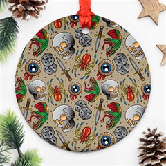 Tattoo Pattern Round Ornament (two Sides)