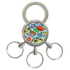 Comic Bubbles Seamless Pattern 3-ring Key Chain by Amaryn4rt