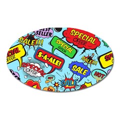 Comic Bubbles Seamless Pattern Oval Magnet by Amaryn4rt