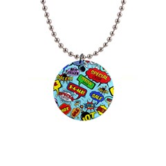 Comic Bubbles Seamless Pattern 1  Button Necklace by Amaryn4rt