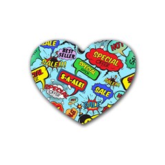 Comic Bubbles Seamless Pattern Heart Coaster (4 Pack)  by Amaryn4rt