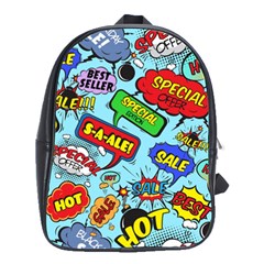 Comic Bubbles Seamless Pattern School Bag (large) by Amaryn4rt