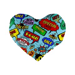 Comic Bubbles Seamless Pattern Standard 16  Premium Flano Heart Shape Cushions by Amaryn4rt