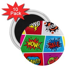 Pop Art Comic Vector Speech Cartoon Bubbles Popart Style With Humor Text Boom Bang Bubbling Expressi 2 25  Magnets (10 Pack)  by Amaryn4rt