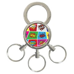 Pop Art Comic Vector Speech Cartoon Bubbles Popart Style With Humor Text Boom Bang Bubbling Expressi 3-ring Key Chain by Amaryn4rt