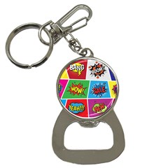 Pop Art Comic Vector Speech Cartoon Bubbles Popart Style With Humor Text Boom Bang Bubbling Expressi Bottle Opener Key Chain by Amaryn4rt