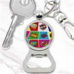 Pop Art Comic Vector Speech Cartoon Bubbles Popart Style With Humor Text Boom Bang Bubbling Expressi Bottle Opener Key Chain Front