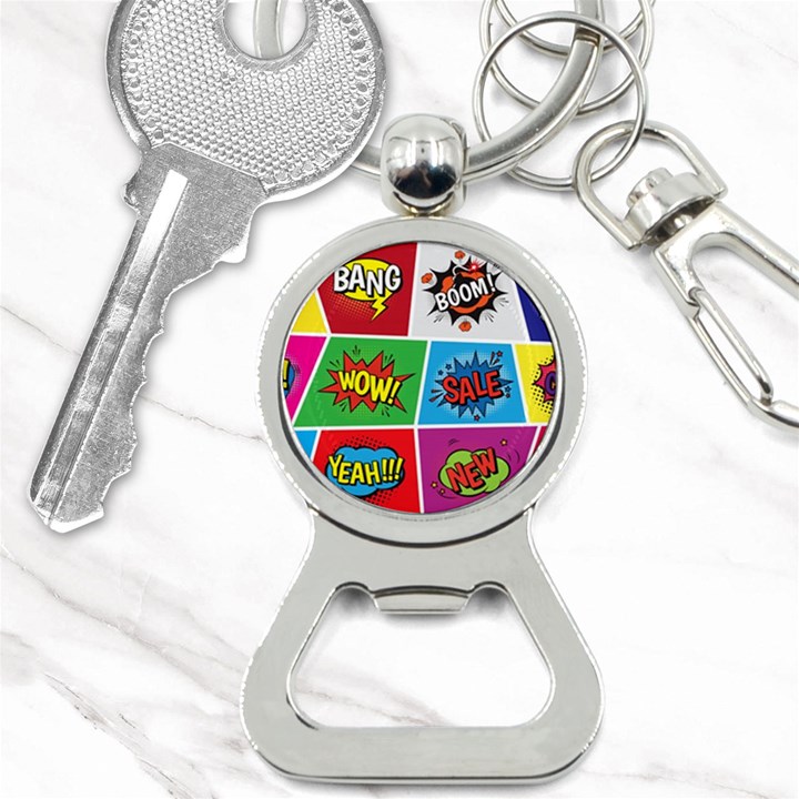 Pop Art Comic Vector Speech Cartoon Bubbles Popart Style With Humor Text Boom Bang Bubbling Expressi Bottle Opener Key Chain