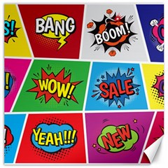 Pop Art Comic Vector Speech Cartoon Bubbles Popart Style With Humor Text Boom Bang Bubbling Expressi Canvas 12  X 12  by Amaryn4rt