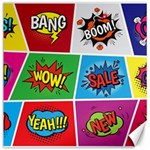 Pop Art Comic Vector Speech Cartoon Bubbles Popart Style With Humor Text Boom Bang Bubbling Expressi Canvas 16  x 16  15.2 x15.41  Canvas - 1