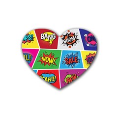 Pop Art Comic Vector Speech Cartoon Bubbles Popart Style With Humor Text Boom Bang Bubbling Expressi Heart Coaster (4 Pack)  by Amaryn4rt