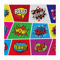 Pop Art Comic Vector Speech Cartoon Bubbles Popart Style With Humor Text Boom Bang Bubbling Expressi Medium Glasses Cloth by Amaryn4rt