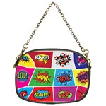 Pop Art Comic Vector Speech Cartoon Bubbles Popart Style With Humor Text Boom Bang Bubbling Expressi Chain Purse (Two Sides) Front