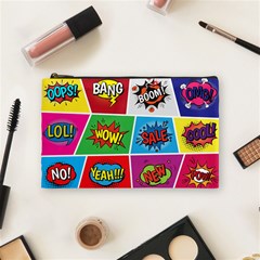 Pop Art Comic Vector Speech Cartoon Bubbles Popart Style With Humor Text Boom Bang Bubbling Expressi Cosmetic Bag (medium) by Amaryn4rt