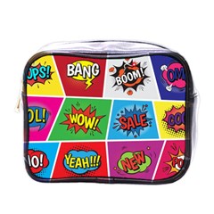 Pop Art Comic Vector Speech Cartoon Bubbles Popart Style With Humor Text Boom Bang Bubbling Expressi Mini Toiletries Bag (one Side) by Amaryn4rt