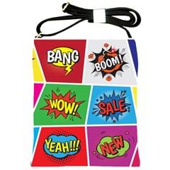 Pop Art Comic Vector Speech Cartoon Bubbles Popart Style With Humor Text Boom Bang Bubbling Expressi Shoulder Sling Bag by Amaryn4rt