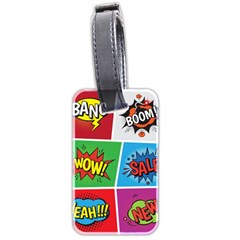 Pop Art Comic Vector Speech Cartoon Bubbles Popart Style With Humor Text Boom Bang Bubbling Expressi Luggage Tag (two Sides) by Amaryn4rt