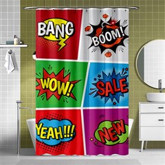 Pop Art Comic Vector Speech Cartoon Bubbles Popart Style With Humor Text Boom Bang Bubbling Expressi Shower Curtain 48  X 72  (small)  by Amaryn4rt