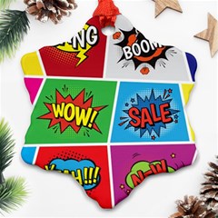 Pop Art Comic Vector Speech Cartoon Bubbles Popart Style With Humor Text Boom Bang Bubbling Expressi Ornament (snowflake) by Amaryn4rt