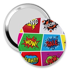 Pop Art Comic Vector Speech Cartoon Bubbles Popart Style With Humor Text Boom Bang Bubbling Expressi 3  Handbag Mirrors by Amaryn4rt