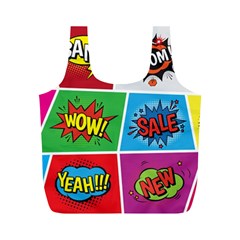 Pop Art Comic Vector Speech Cartoon Bubbles Popart Style With Humor Text Boom Bang Bubbling Expressi Full Print Recycle Bag (m) by Amaryn4rt