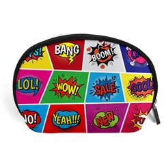 Pop Art Comic Vector Speech Cartoon Bubbles Popart Style With Humor Text Boom Bang Bubbling Expressi Accessory Pouch (large) by Amaryn4rt