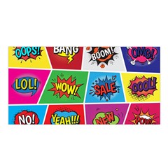 Pop Art Comic Vector Speech Cartoon Bubbles Popart Style With Humor Text Boom Bang Bubbling Expressi Satin Shawl by Amaryn4rt