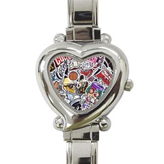 Vintage College Colorful Seamless Pattern Heart Italian Charm Watch by Amaryn4rt