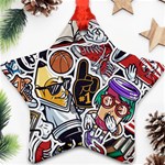 Vintage College Colorful Seamless Pattern Star Ornament (Two Sides) Front