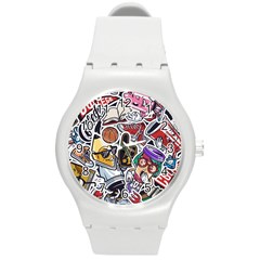 Vintage College Colorful Seamless Pattern Round Plastic Sport Watch (m) by Amaryn4rt