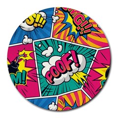 Comic Colorful Seamless Pattern Round Mousepads