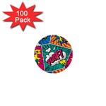 Comic Colorful Seamless Pattern 1  Mini Buttons (100 pack)  Front