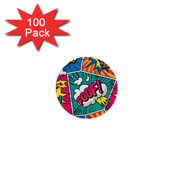 Comic Colorful Seamless Pattern 1  Mini Buttons (100 pack) 