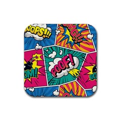 Comic Colorful Seamless Pattern Rubber Coaster (square)  by Amaryn4rt