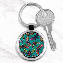 Vintage Colorful Insects Seamless Pattern Key Chain (round) by Amaryn4rt