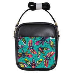 Vintage Colorful Insects Seamless Pattern Girls Sling Bag by Amaryn4rt