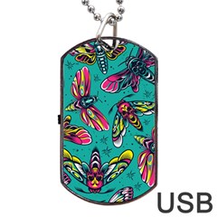 Vintage Colorful Insects Seamless Pattern Dog Tag Usb Flash (two Sides) by Amaryn4rt