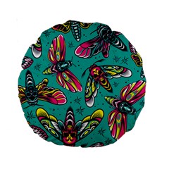 Vintage Colorful Insects Seamless Pattern Standard 15  Premium Round Cushions