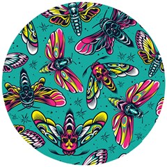 Vintage Colorful Insects Seamless Pattern Wooden Puzzle Round by Amaryn4rt