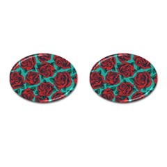 Vintage Floral Colorful Seamless Pattern Cufflinks (oval) by Amaryn4rt