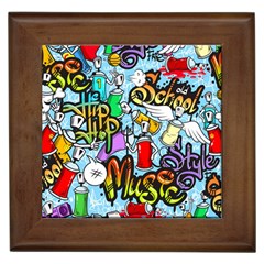 Graffiti Characters Seamless Pattern Framed Tile