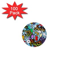 Graffiti Characters Seamless Pattern 1  Mini Buttons (100 pack) 