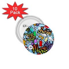 Graffiti Characters Seamless Pattern 1.75  Buttons (10 pack)