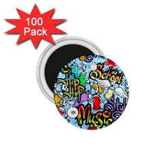 Graffiti Characters Seamless Pattern 1.75  Magnets (100 pack) 