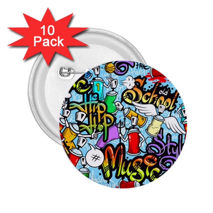 Graffiti Characters Seamless Pattern 2.25  Buttons (10 pack) 