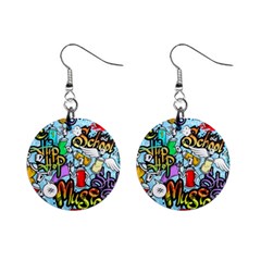 Graffiti Characters Seamless Pattern Mini Button Earrings