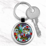 Graffiti Characters Seamless Pattern Key Chain (Round) Front