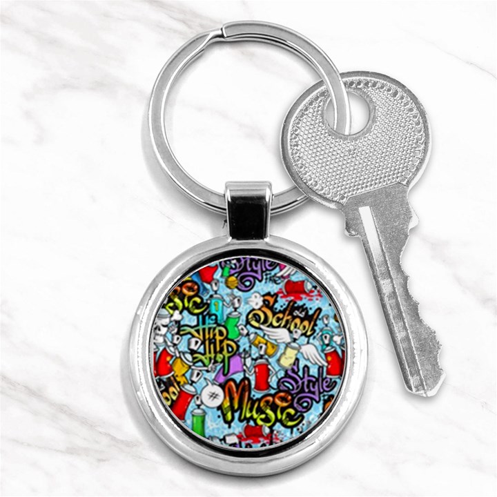 Graffiti Characters Seamless Pattern Key Chain (Round)